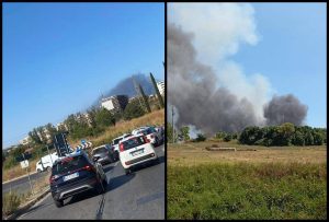 Roma, vasto incendio a Piana del Sole: fiamme vicino a Fiumicino