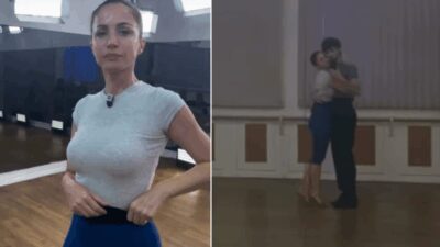 Ballando con le stelle Andrea Delogu torna in sala prove labbraccio con Nikita