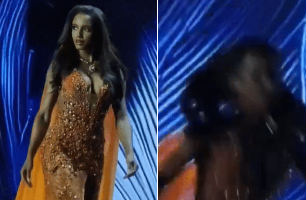 Incidente a Miss Universo cade dalla passerella e finisce in barella