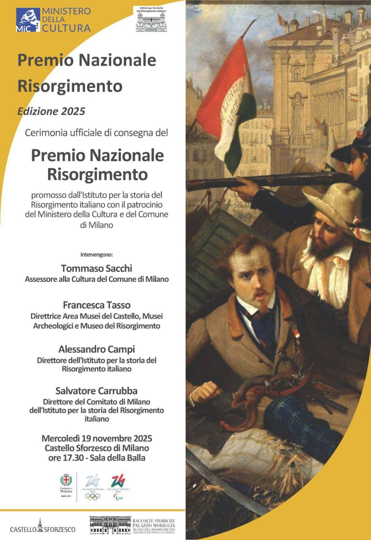Milano il 19 novembre Istituto storia Risorgimento premia eccellenze