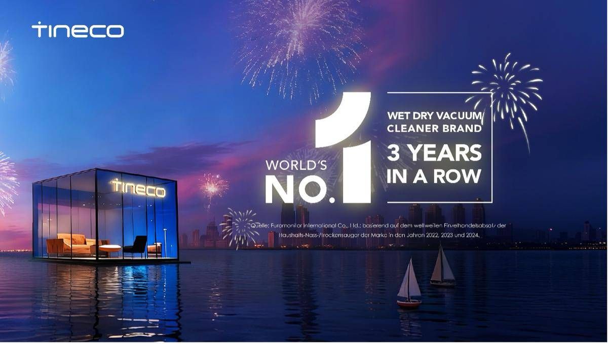Tineco riconosciuta da Euromonitor International come il marchio n.1 al mondo di aspirapolvere domestici wet amp dry per tre anni consecutivi