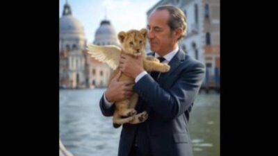 Veneto Zaia lancia la sua campagna elettorale social con un leoncino creato dallAI